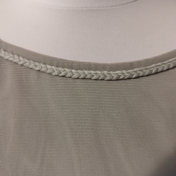 LEIFSDOTTIR Winter Solstice Lace & Fringe Pearl Gray Dress Orig $288 Size 4 - Picture 6 of 7